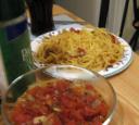 spicy spaghetti with garlic and tomatoes + CHEEZE BALLZ